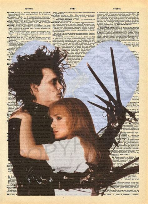 edward scissorhands and kim boggs dictionary art print edward scissorhands art dictionary art