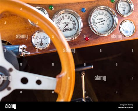 Wooden interior of antique luxury car Stock Photo - Alamy