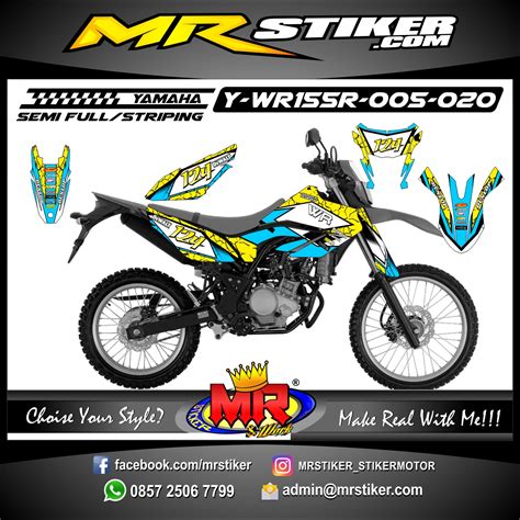 New vega r punya stang lebih rendah dan pendek serta tidak dilengkapi dengan peredam getar. Stiker motor decal Yamaha WR 155 R Blue Yellow Earth ...