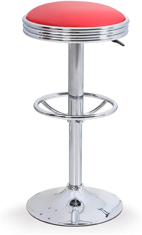 Mf Studio Adjustable Swivel Round Counter Stools With Footrest Armless