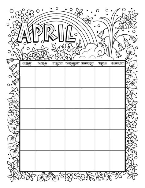 Free Printable Calendar Coloring Pages Every Month Any Year