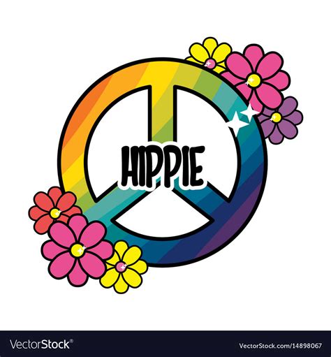 Nice Hippie Emblem With Flowers Design Royalty Free Vector