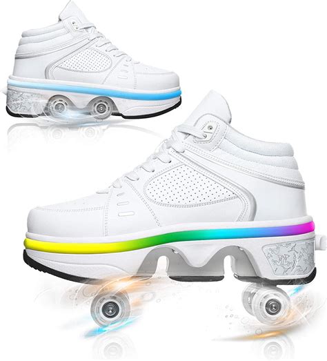 Outdoor Womens Retractable Roller Skates Multifunctional Parkour Shoes Led Deformation
