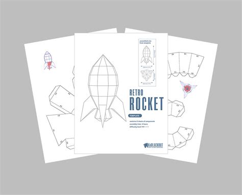 Rocket Papercraft Template Diy Papercraft 3d Rocket Etsy Uk