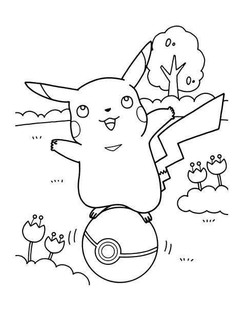 Pick up your colored pencils and start coloring right now! Coloriage Pikachu sur une Pokeball à imprimer
