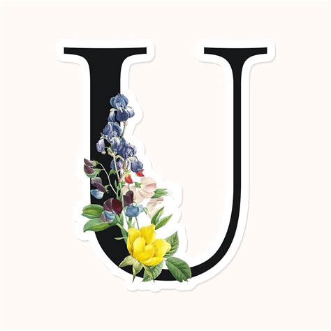 Download Elegant Floral Designed Letter U Wallpaper