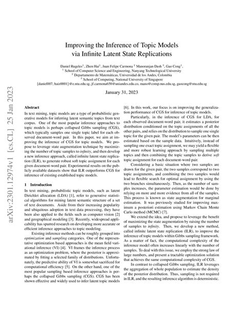 Improving The Inference Of Topic Models Via Infinite Latent State