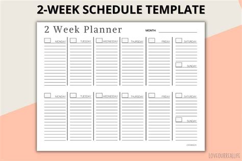 Printable Two Week Calendar
