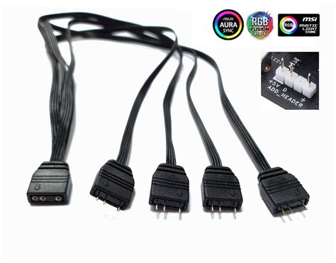 Splitter Cable 3 Pin 5v Argb Led Sync 1 To 4 Way Split Dynaquest Pc