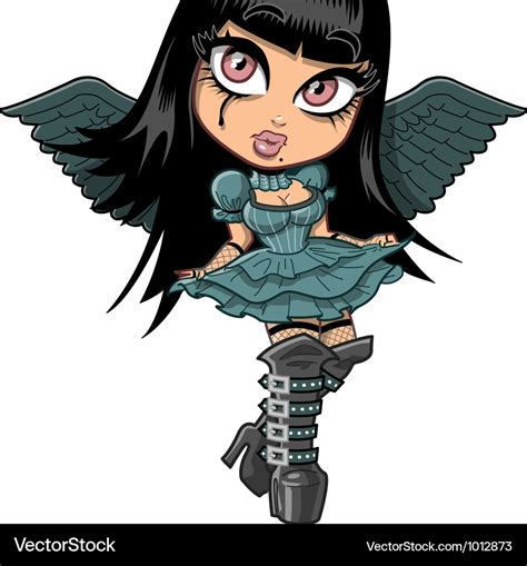 Cute Goth Girl With Wings Royalty Free Vector Image