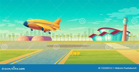 Vector Landing Strip For Airplanes Plane Takeoff CartoonDealer Com