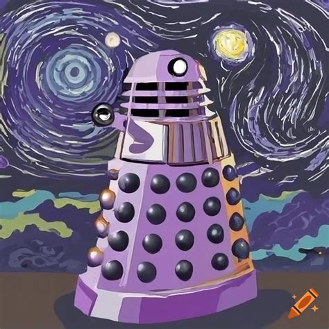 Purple Dalek With Starry Night Backdrop On Craiyon