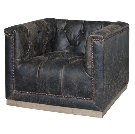 Its large frame is sure to make a statement amongst your furniture, while its added swivel noble house. Maxx Distressed Black Leather Swivel Club Chair | Swivel ...