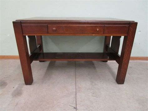 Mission Quarter Sawn Oak 1 Drawer Library Table Oberman Auctions