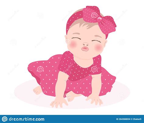 Cute Baby Girl In A Pink Dress With A Bow Newborn Baby Girl Children