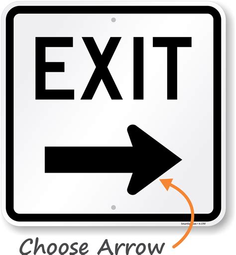 Exit Right Arrow Aluminum Parking Sign
