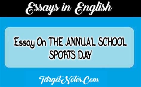 Essay On The Annual School Sports Day