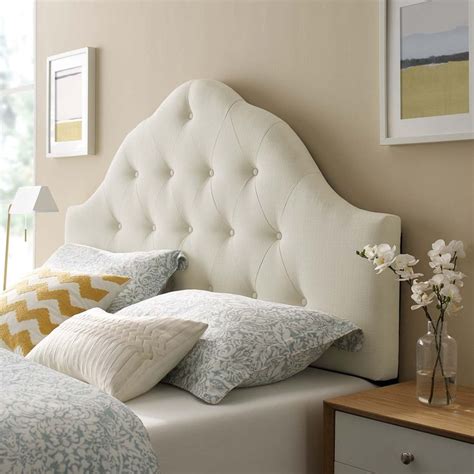 Sovereign Queen Upholstered Fabric Headboard In Ivory Fabric