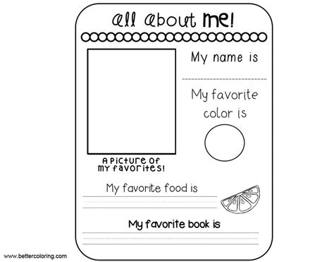 Garbage truck transportation coloring pages for kids, printable free. Easy All About ME Worksheets Coloring Pages - Free ...