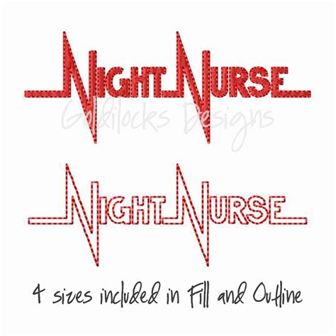 Night Nurse Logo Machine Embroidery Design Goldilocks Designs