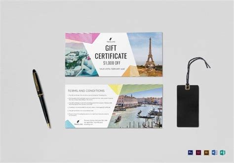 The image of a flight taking off is sure to be appreciated by the recipient. 9+ Travel Gift Certificate Templates - DOC, PDF, PSD | Free & Premium Templates