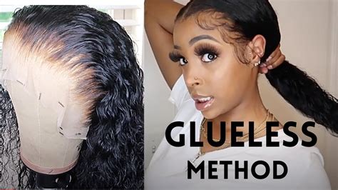 glueless method lace front wig install how to re install old wigs ula deep wave hair 28