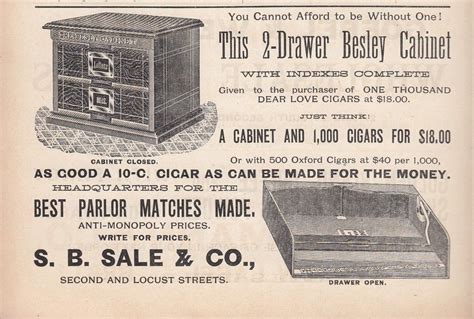 The used furniture store 1600 hwy 23 east st. 1891 S B Sale & Company St Louis MO Ad: Besley Cabinet ...