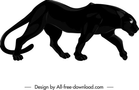 Feline Species Icon Black Panther Sketch Vectors Graphic Art Designs In