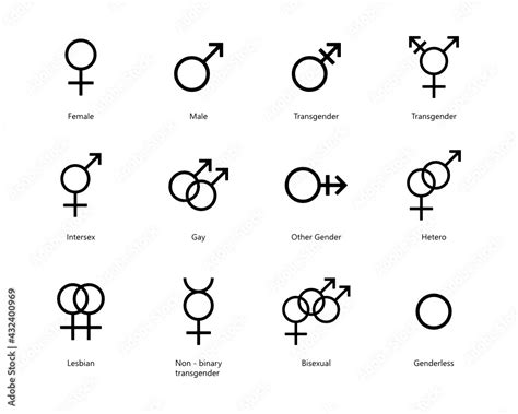 Gender Icons Gender Svg Icon Set Male Female Transgender Hybrid Gay Lesbian