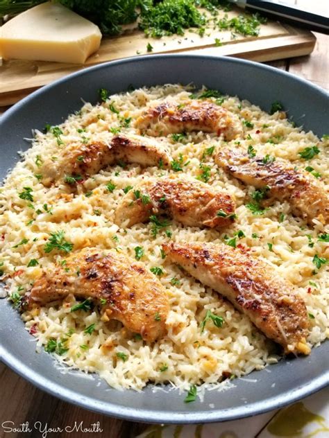 Or a fruit juice for the kiddies. Chicken Scampi with Garlic Parmesan Rice | Recipe in 2020 ...