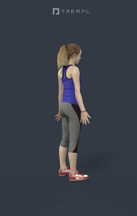 3d Model Animated Sports Teenage Girl E Rigged Cat Biped Walk Vr Ar Low Poly Rigged