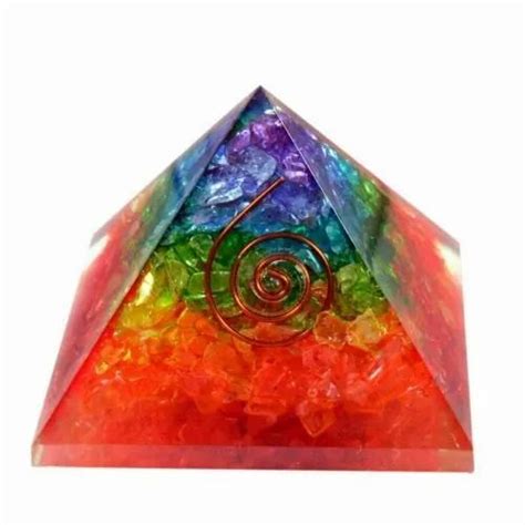 Large 75 Mm Rainbow Chakra Crystal Orgone Energy Pyramid Emf Protection