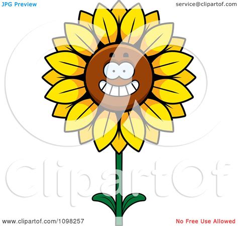 Clipart Happy Smiling Sunflower Character Royalty Free Vector