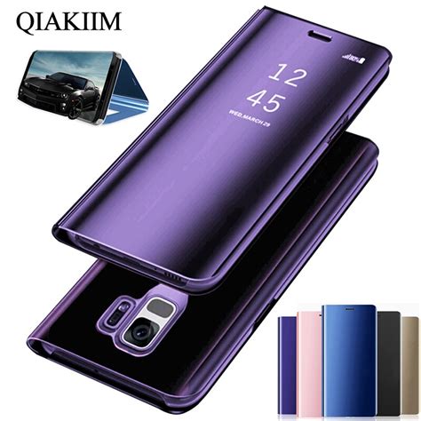 luxury smart clear view mirror flip case stand cover for samsung galaxy note 8 s9 s8 plus s7 s6