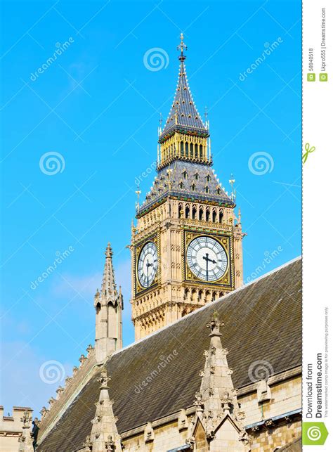 London Big Ben And Construction England Aged City Stock Photo Image