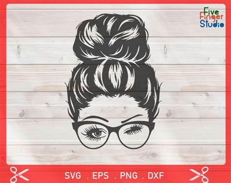 2336 Messy Bun And Glasses Free Svg Cut Files