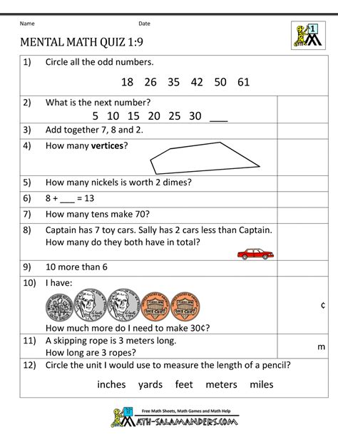Free Download Math Worksheets For Grade 1 Image Of Worksheet