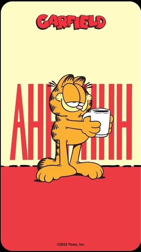 Garfield Holding A Cup With The Word Garfield On It