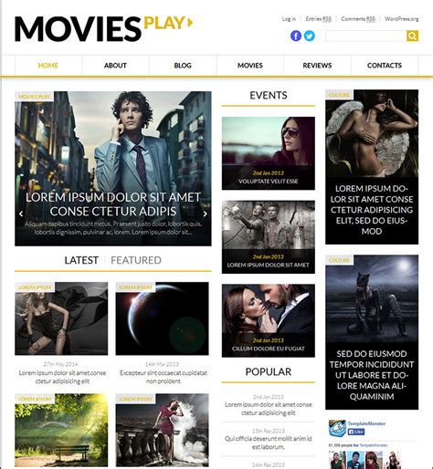 20 Coolest Movie Templates Web Template Customization