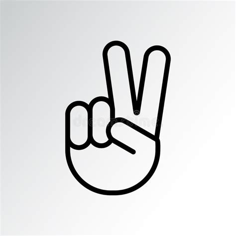 Sign Of Victory Or Peace Hand Gesture Of Human Black Line Icon Two