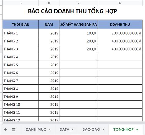 Mẫu Báo Cáo Doanh Thu Bán Hàng Bằng Excel Mới Nhất