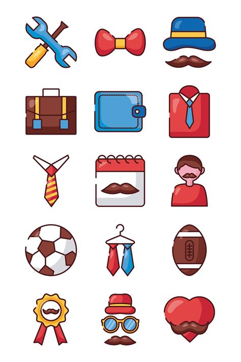 Bundle Of Fathers Day Set Icons 2456570 Vector Art At Vecteezy