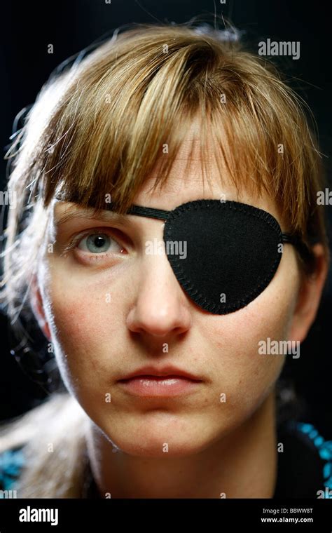 Woman With Black Eye Patch Stock Photo Alamy