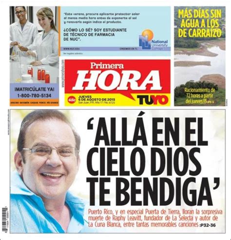 Por favor ayuda mejorar este artículo por agregar citas a fuentes confiables. Periódico Primera Hora (Puerto Rico). Periódicos de Puerto ...