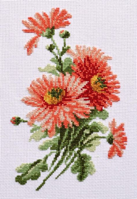 Pink Asters Bouquet Cross Stitch Counted Pattern Flowers Etsy Cross