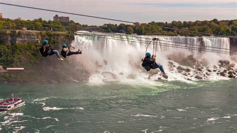 Zipline Attraction Over The Waterfalls Niagara Falls Ontario Canada Editorial Photography
