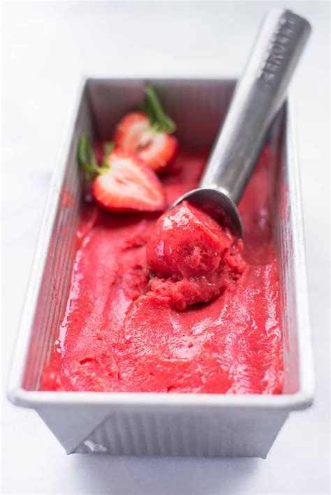 3 Ingredient Easy Strawberry Sorbet Without An Ice Cream Maker Recipe Sorbet Recipe