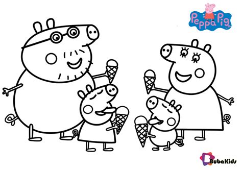 They r pretty colouring pages 5 years ago. Peppa pig family and ice cream coloring pages | BubaKids.com