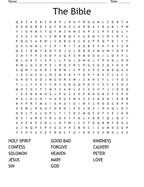 Adult Bible Word Search Puzzles Printable