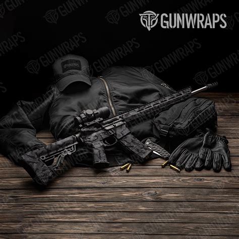 Ragged Elite Black Camo Gun Skin Vinyl Wrap For Ar 15 Free Shipping